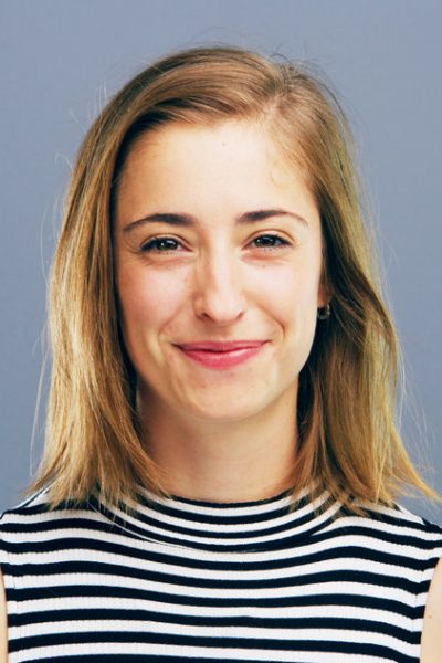 Professional, happy and portrait of woman in studio for staff ID, company card and about us. Business, mockup space and face of isolated person for career, job or employee profile on blue background.