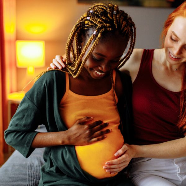 mixed race couple awaiting a baby .